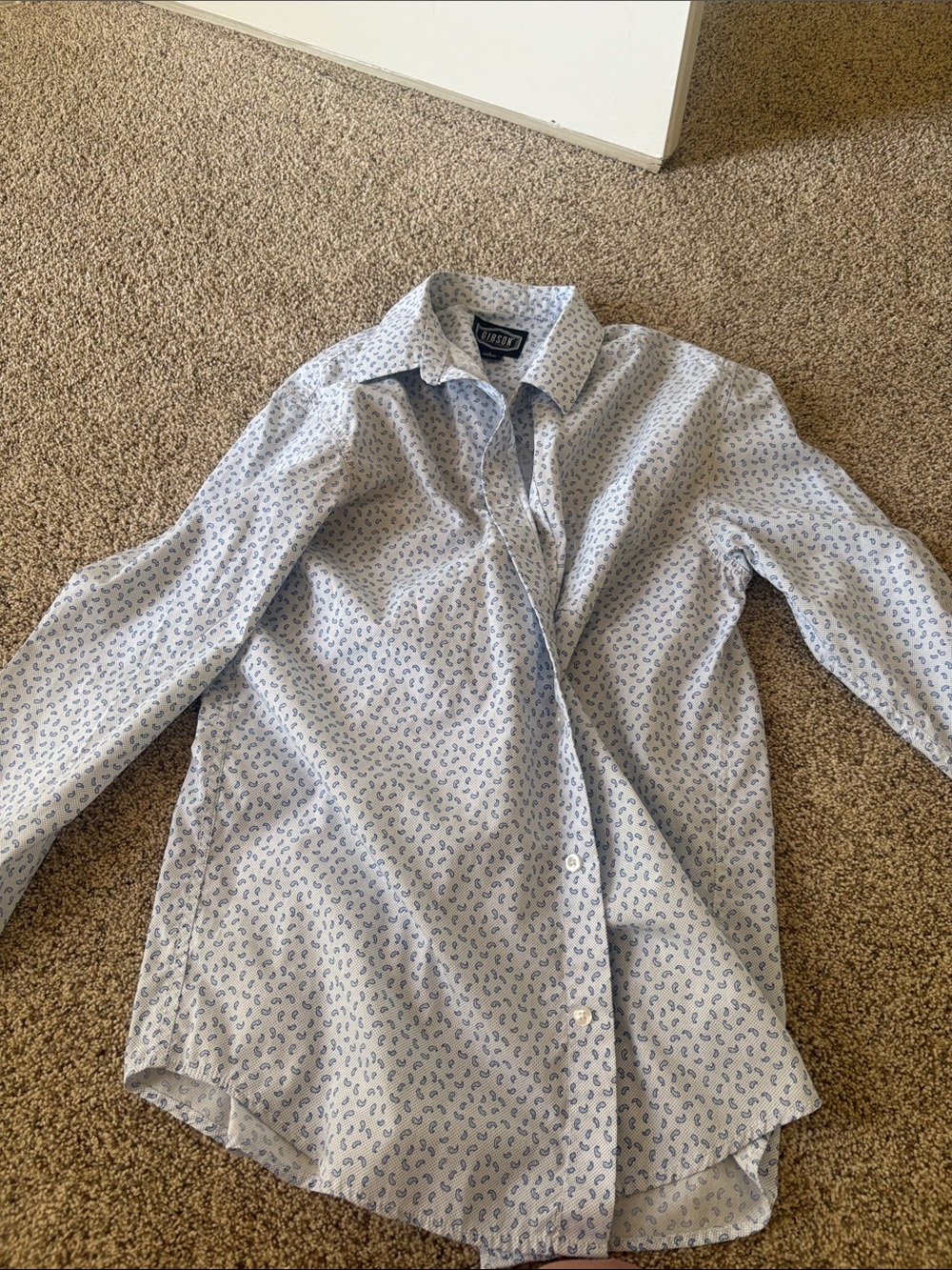 Gibson Light Blue Paisley Print Button-Down Shirt